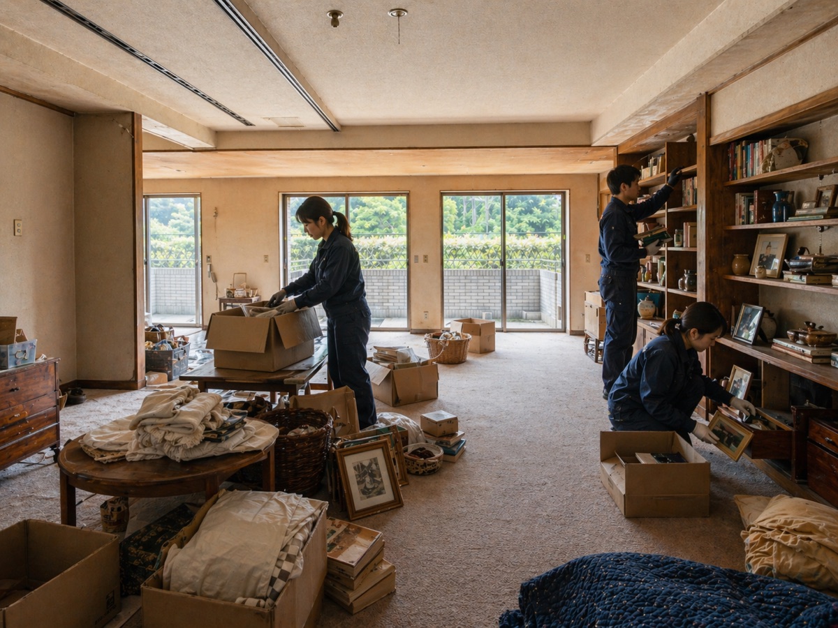 残置物の整理作業中の様子